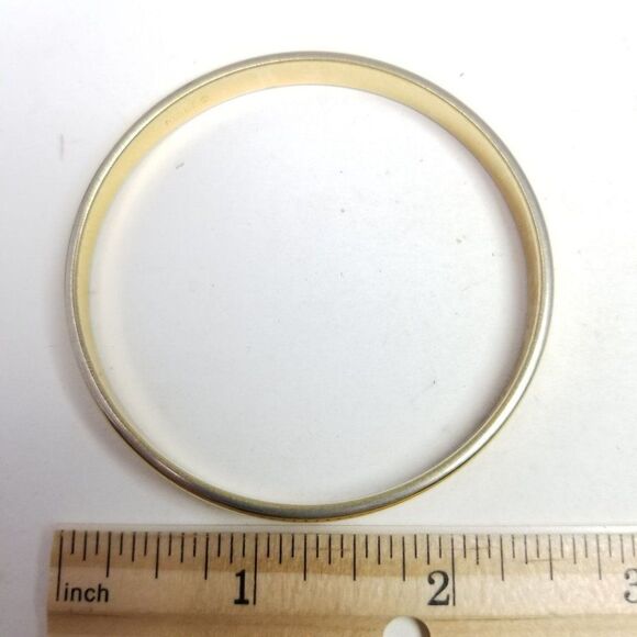 Vintage Monet Solid Polished Gold Tone Bangle Bracelet, Plain Stacking Estate - Picture 5 of 6